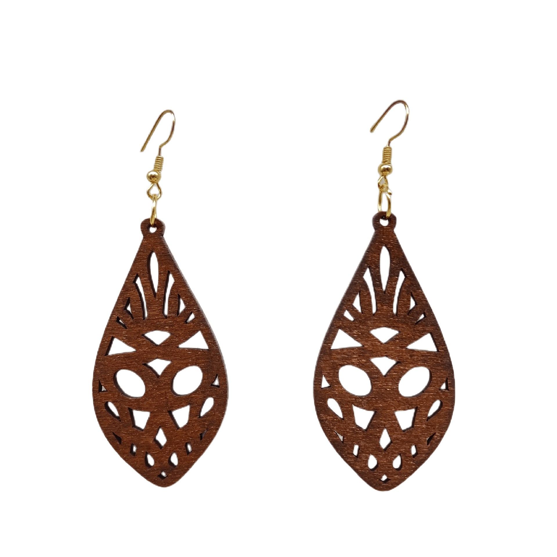 Wholesale Leaf Hollowed Out Wood Earrings